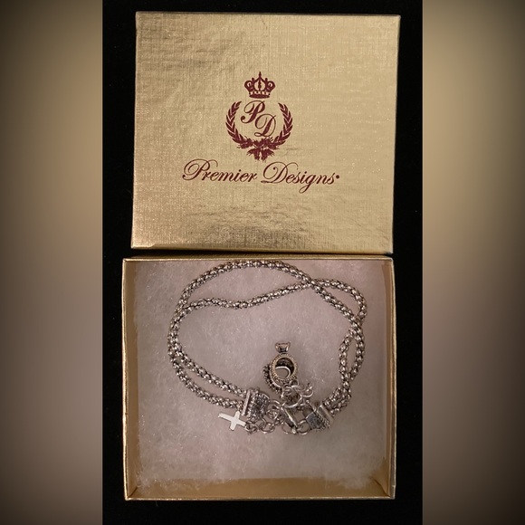 Premier Designs 2-Strand Bracelet with Crown, Ring, Heart, and Cross Charms - Picture 3 of 5